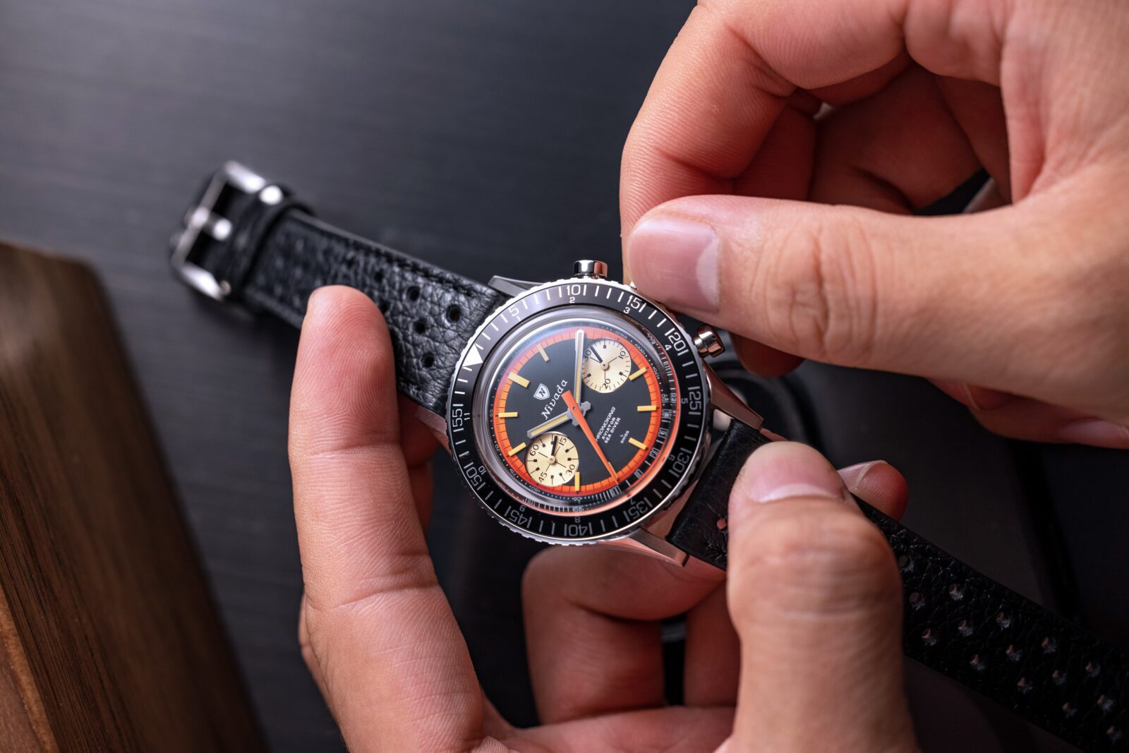 Nivada Grenchen Chronoking „Paul Newman“ Orange